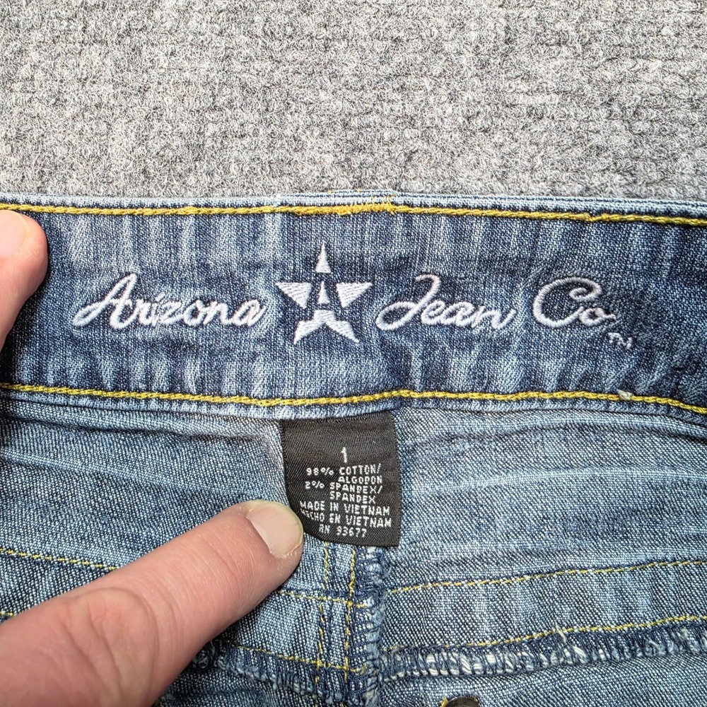 Vtg Y2K Arizona Jean Co Women's Low Rise Flare Jeans Size‎ 1 Distressed Crop - Picture 5 of 7
